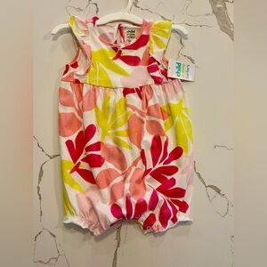 NWT-Carters. 18M girls one piece romper. Pink yellow and white with flowers.